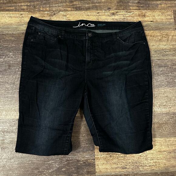 INC International Concepts Women's Black Solid Stretch Denim Skinny Leg Jeans - Picture 2 of 4